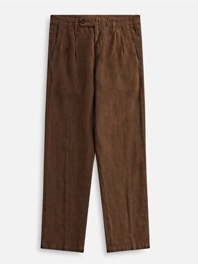 Men's Casual Brown Pleated Trousers
